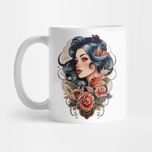 beautiful woman with flowers Mug